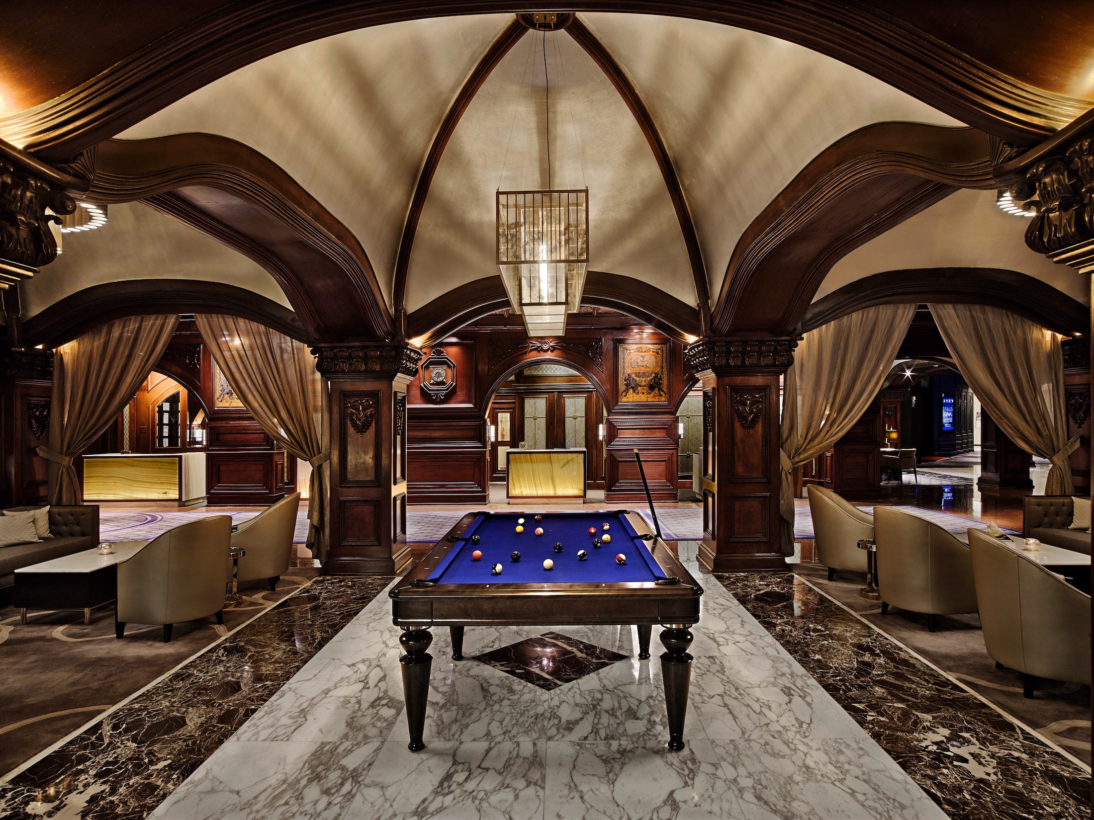 lounge area with a pool table
