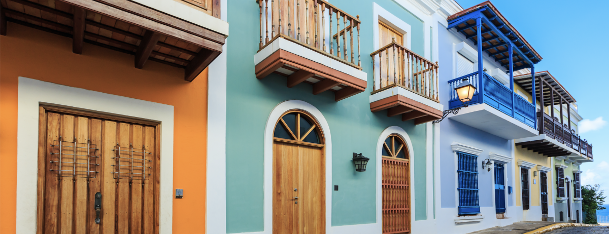 row of colourful houses