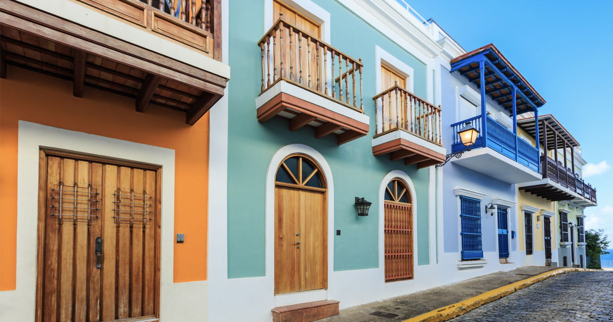 row of colourful houses