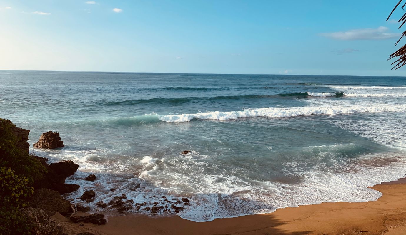 A Beach With Waves Crashing