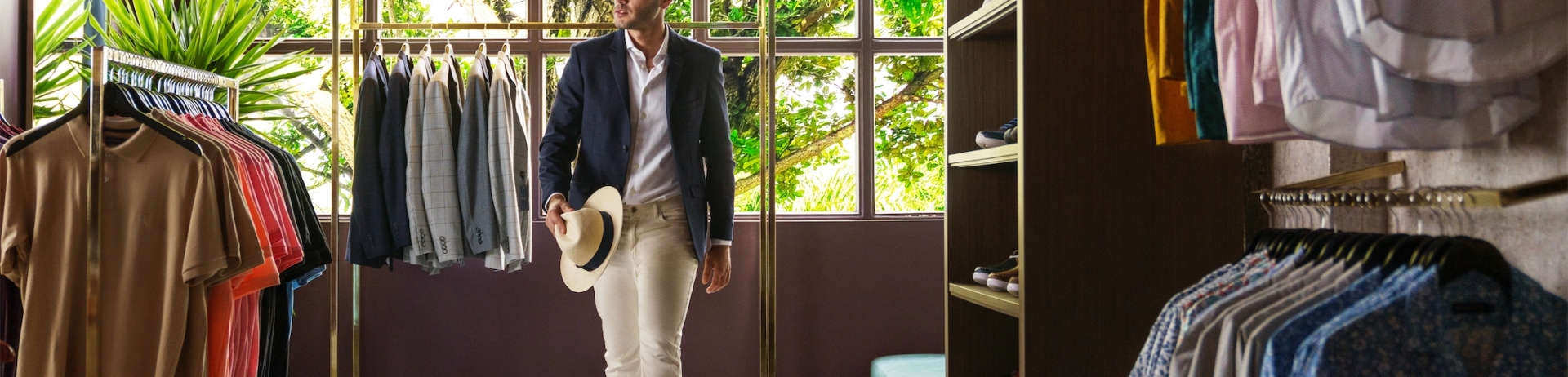 man shopping in a clothing store