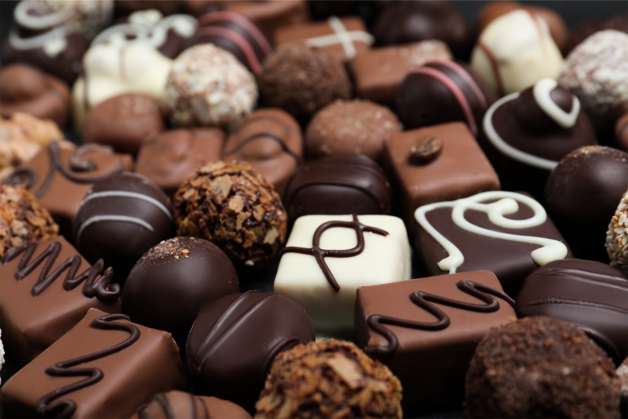 close up of assorted chocolates