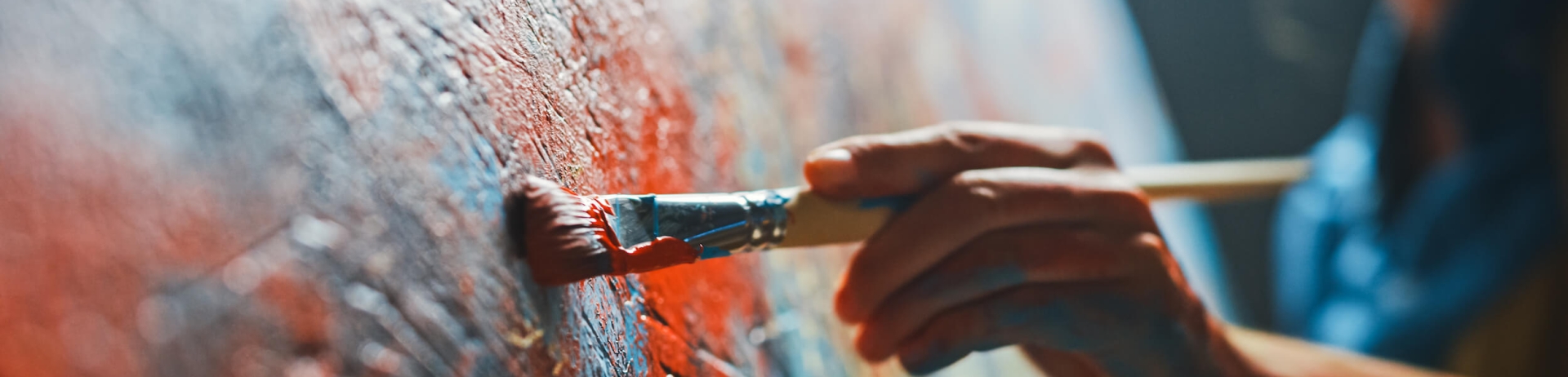 close-up of a paintbrush on a canvas